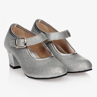 Children's Classics Kids' Girls Silver Glitter Heeled Shoes