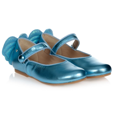 Manuela De Juan Babies'  Girls Blue Leather Shoes