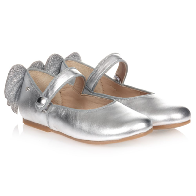 Manuela De Juan Babies'  Girls Silver Leather Shoes