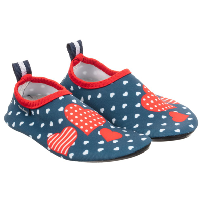Playshoes Kids' Girls Blue Heart Aqua Shoes (upf50+)