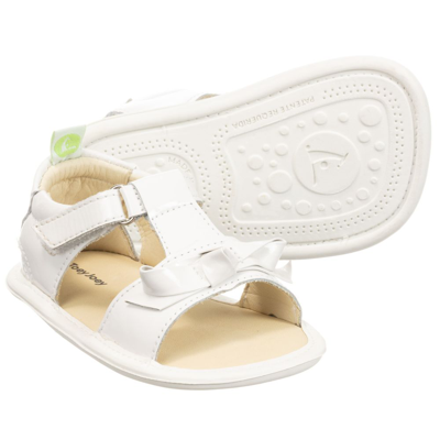 Tip Toey Joey Girls Baby White Leather Sandals