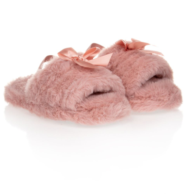 Beau Kid Girls Pink Faux Fur Slippers