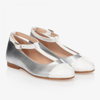 CHILDREN'S CLASSICS GIRLS SILVER & WHITE LEATHER SHOES