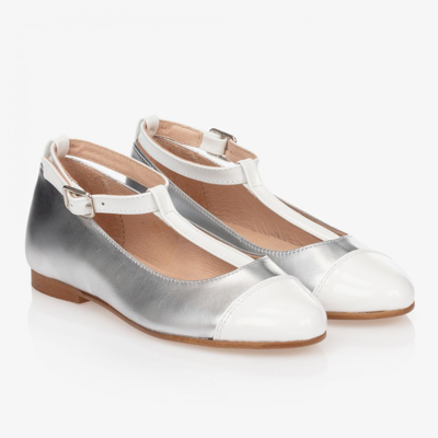 Children's Classics Kids' Girls Silver & White Leather Shoes