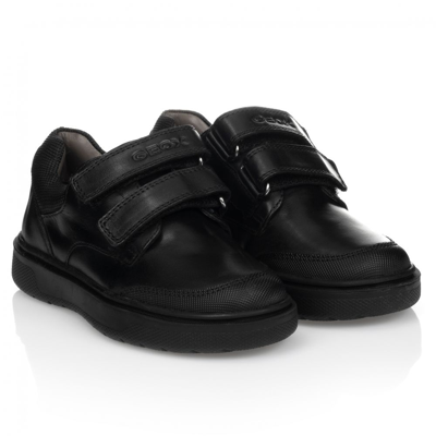 Geox Kids' Boys Black Leather Velcro Shoes