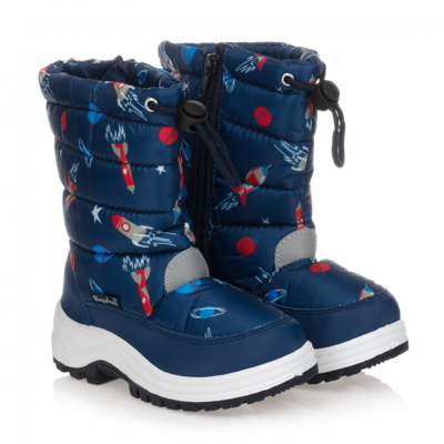 Playshoes Space Print Snow Boots In Blue