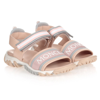 MONCLER GIRLS PINK LOGO SANDALS