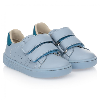 Gucci Blue Leather Velcro Trainers In Blue