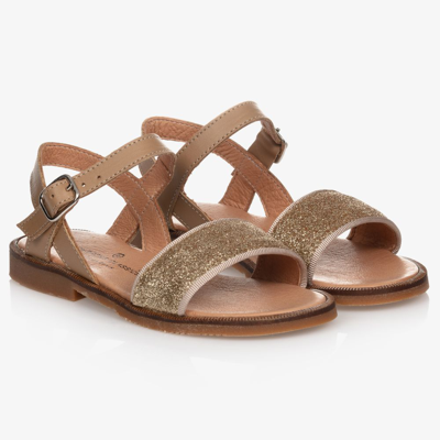 Children's Classics Kids' Girls Gold Glitter Leather Sandals