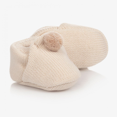 Naturapura Babies' Ivory Cotton Knit Bootees