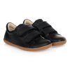 TIP TOEY JOEY BOYS BLACK LEATHER VELCRO TRAINERS