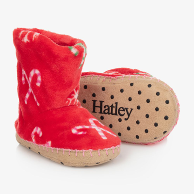 Hatley Babies' Girls Red Candy Cane Slippers