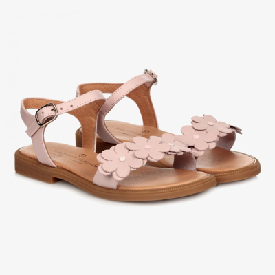 Children's Classics Kids' Girls Pink Leather Flower Sandals