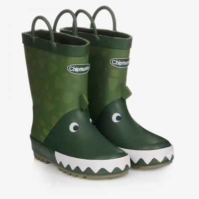 Chipmunks Kids' Green Dinosaur Rain Boots