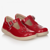 CHIPMUNKS GIRLS RED LEATHER T-BAR SHOES