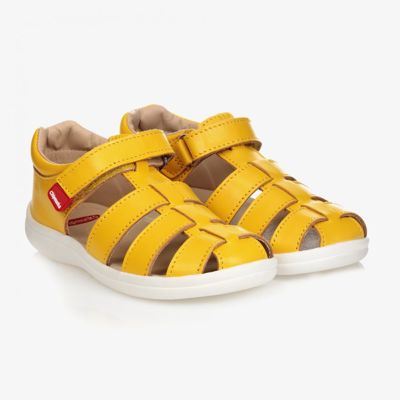 Chipmunks Babies' Yellow Leather Velcro Sandals