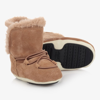 MOON BOOT BABY BROWN SUEDE SNOW BOOTS