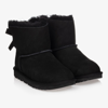 UGG GIRLS TEEN BLACK SUEDE BOW BOOTS
