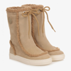 MONCLER TEEN BEIGE FUR SNOW BOOTS