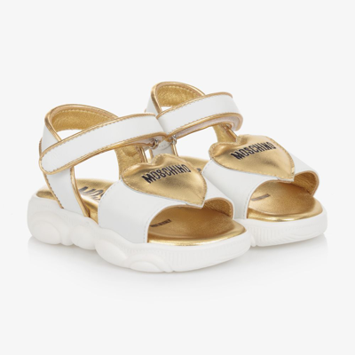 Moschino Kid-teen Babies' Girls White Leather Sandals