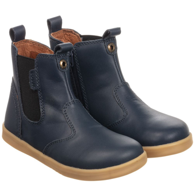 Bobux Kid + Kids' Blue Leather Ankle Boots