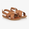 BONPOINT GIRLS TEEN BROWN LEATHER SANDALS
