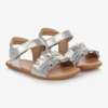 TIP TOEY JOEY GIRLS SILVER LEATHER RUFFLE SANDALS