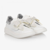 MONNALISA GIRLS WHITE CRYSTAL BOW TRAINERS