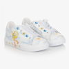 MONNALISA GIRLS WHITE LEATHER TWEETY TRAINERS