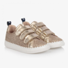 CHLOÉ GIRLS GOLD GLITTER TRAINERS