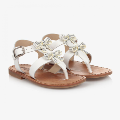 Monnalisa Kids' Girls White Leather Bow Sandals