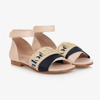 CHLOÉ TEEN PINK LEATHER LOGO SANDALS