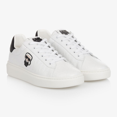 Karl Lagerfeld Girls Teen White Leather Trainers