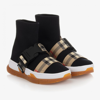 BURBERRY TEEN BLACK CHECKED SOCK SHOES
