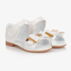 CARAMELO GIRLS WHITE PATENT BOW SANDALS