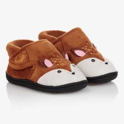 Chipmunks Kids' Girls Brown Reindeer Slippers