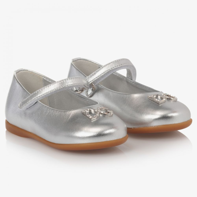 Dolce & Gabbana Babies' Girls Silver Leather Logo Shoes