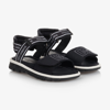 Dolce & Gabbana Logo-embroidered Touch-strap Sandals In Black