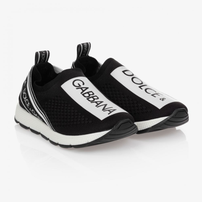 Dolce & Gabbana Babies' Black Logo Slip-on Trainers