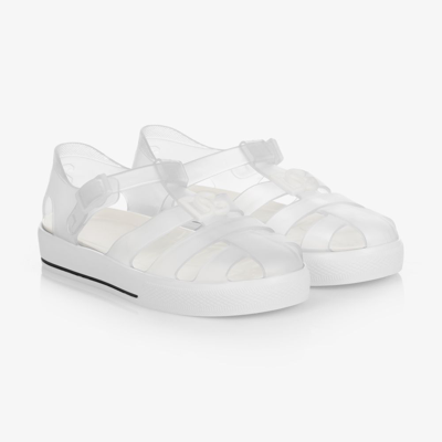 Dolce Gabbana Kids' White Dg Logo Jelly Sandals ModeSens