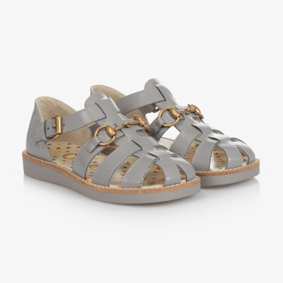 Gucci Grey Leather Sandals