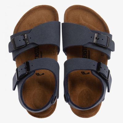 Birkenstock Navy Blue Faux Leather Sandals