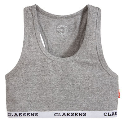 Claesen's Kids' Girls Cotton Crop Top In Grey