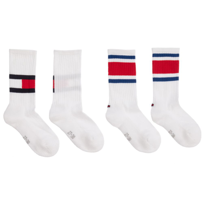 Tommy Hilfiger White Cotton Sports Socks (2 Pack)