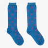 Gucci Kids' Girls Blue Glitter Gg Logo Socks In Royal,pink