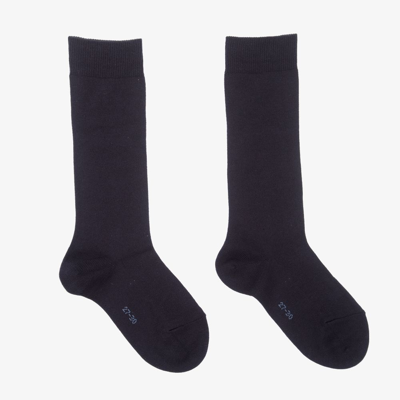 Falke Navy Blue Cotton Long Socks