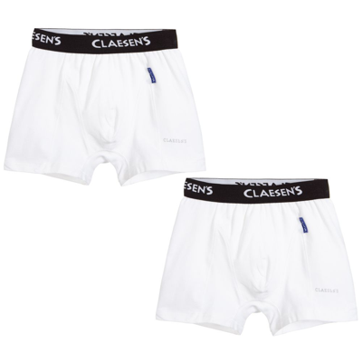 Claesen's Kids' Boys Cotton Boxer Shorts (2 Pack) In White