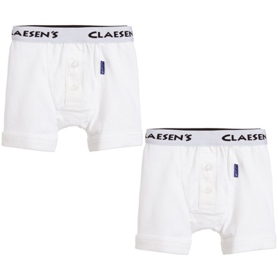 Claesen's Babies' Boys Cotton Boxer Shorts (2 Pack) In White