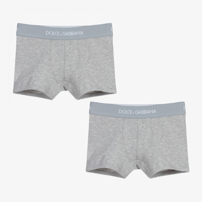 Dolce & Gabbana Babies' Boys Grey Cotton Boxers (2 Pack)