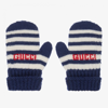 GUCCI BLUE & IVORY STRIPED WOOL BABY MITTENS